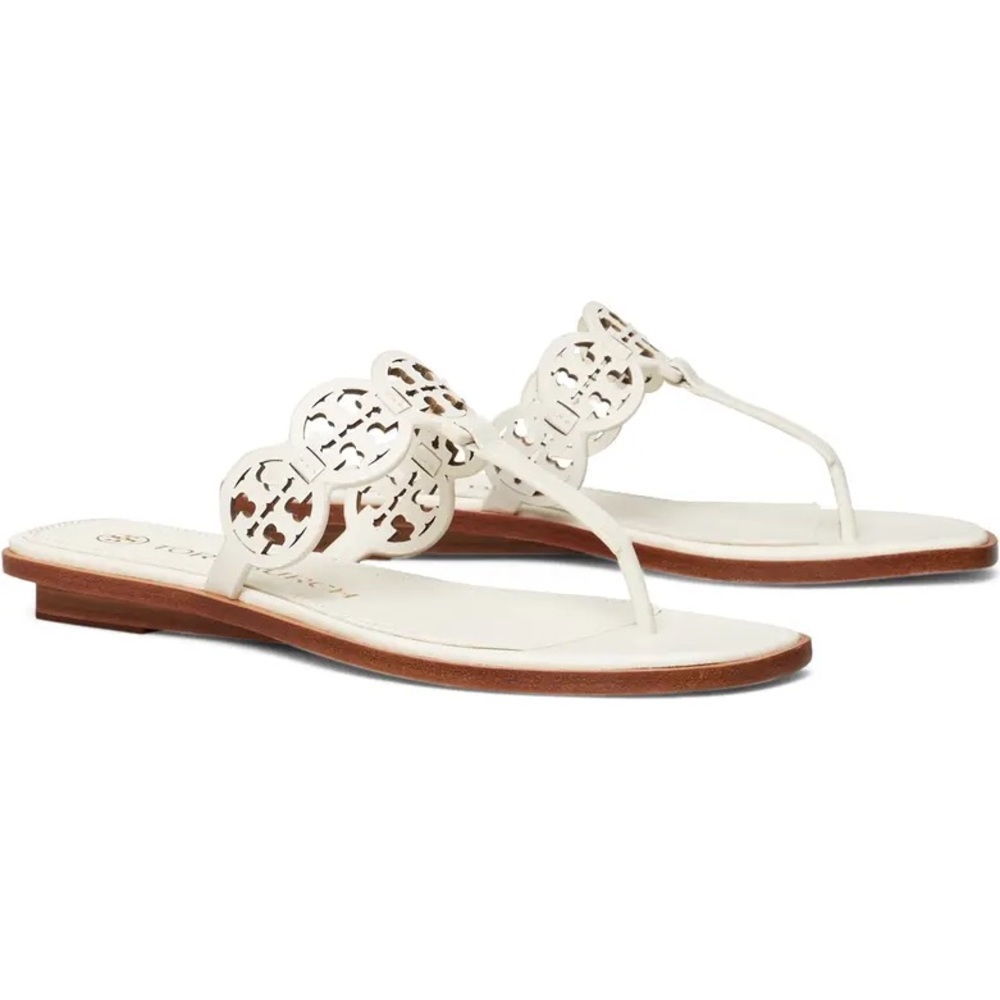 Tory Burch Tiny Miller Logo Leather Thong sandal size 7.5